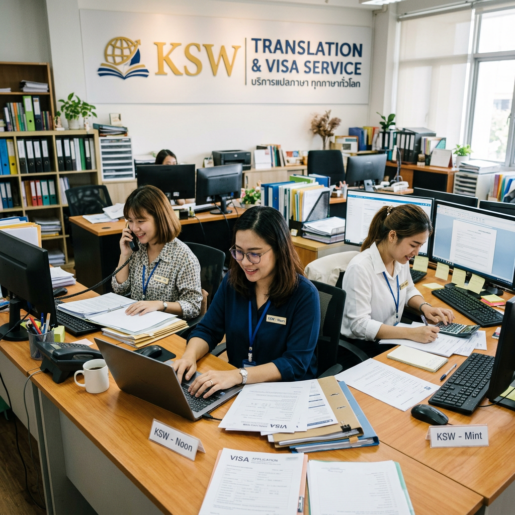 KSW Translation & Visa Service office with staff working at desks